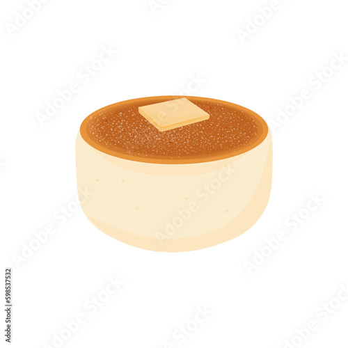 Japanese Souffle Pancake Vector Illustration Logo With Melted Butter