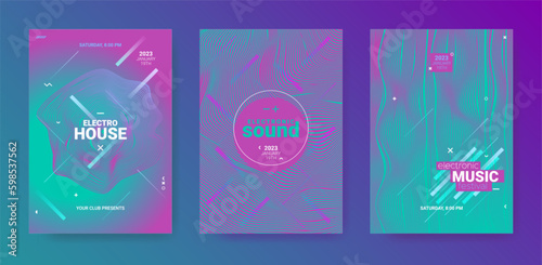 Abstract Music Poster. Electro Dance Cover. Vector 3d Background.