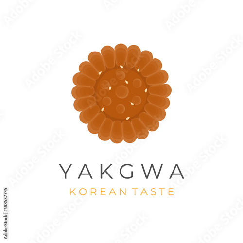 Yakgwa Traditional Cake Illustration Logo With Sesame Sprinkle