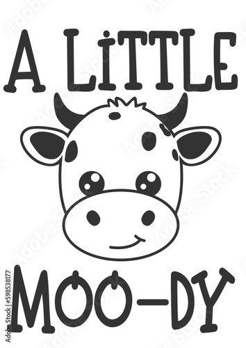 A little moody, cow vector illustration for kids shirt