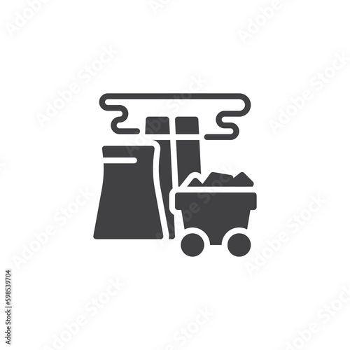 Coal fired power station vector icon