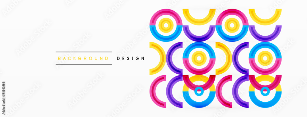 Circles are arranged in a grid pattern abstract background and feature a range of different colors, including shades of various colors. Template for wallpaper, banner, presentation, background Circles are arranged in a grid pattern abstract background and feature a range of different colors, including shades of various colors. Template for wallpaper, banner, presentation, background