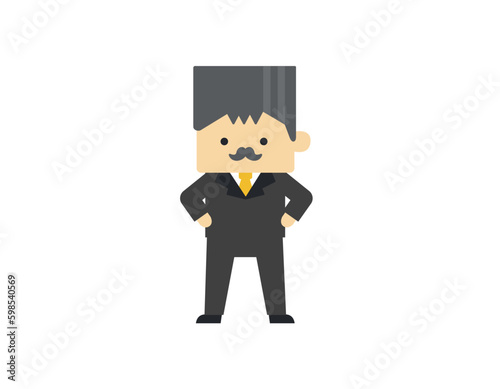 デフォルメ ビジネス人物イラスト ひげ 男性 ベクター デザイン キャラクター