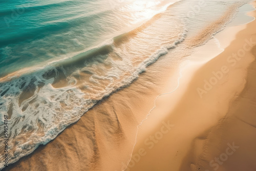 Top Down Arial View of Pristine Blue Water Waves - Perfect for Diverse Applications such as Breathtaking Summer Vacation Imagery  Refreshing Holiday Backdrops  ai generated 