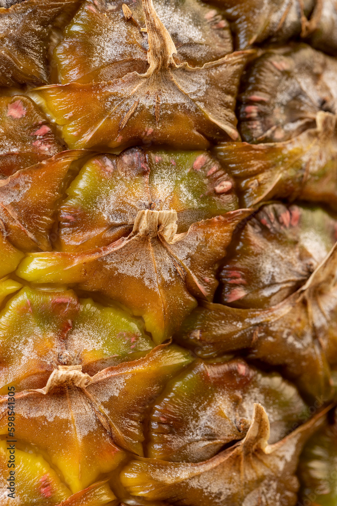 Yellow peel of ripe sweet pineapple, details Yellow peel of ripe sweet pineapple, details