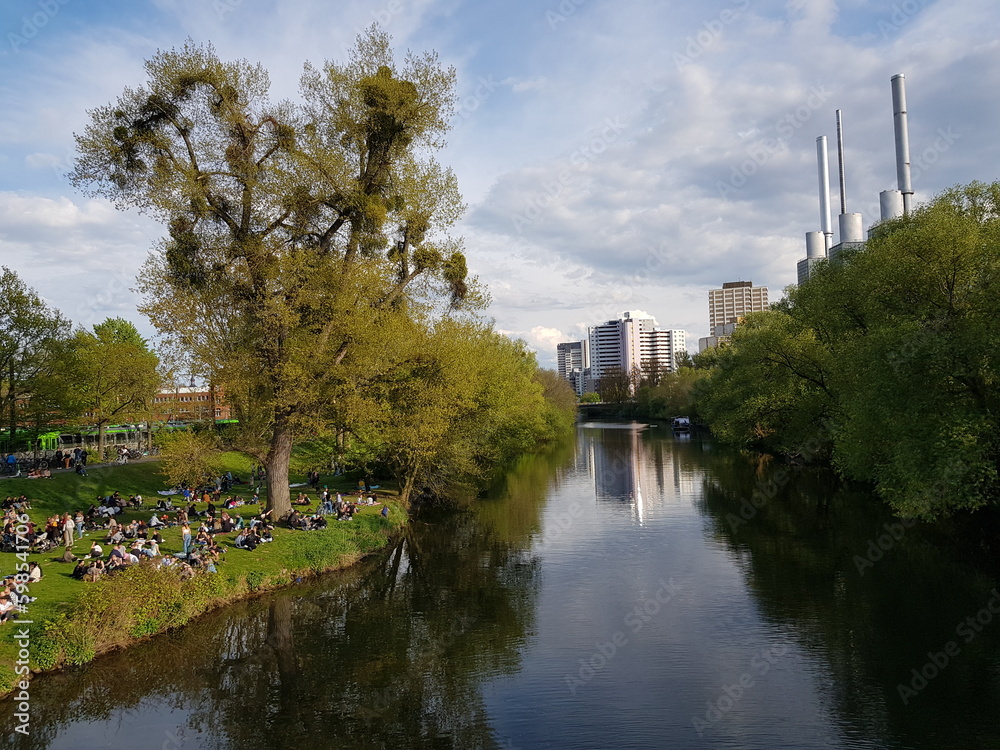 The Leine River near Hanover - Linden, Germany.