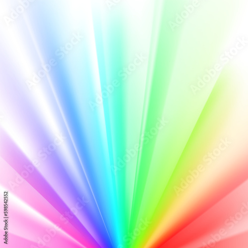 Rays with rainbow colors spectrum flare on white, abstract glaring effect. Vector illustration