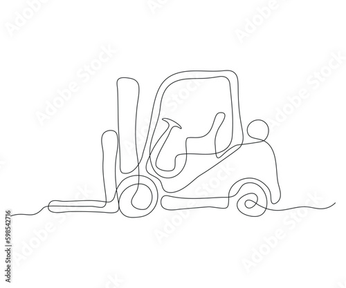 abstract counter-balanced forklift truck , stacker Continuous One Line Drawing