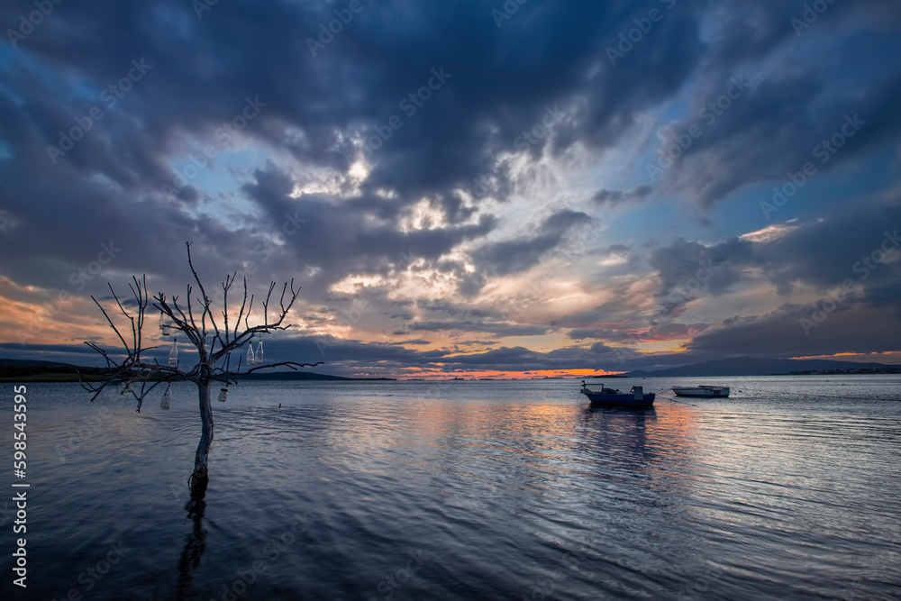 Sunset on the coast of Şakran district of Izmir province