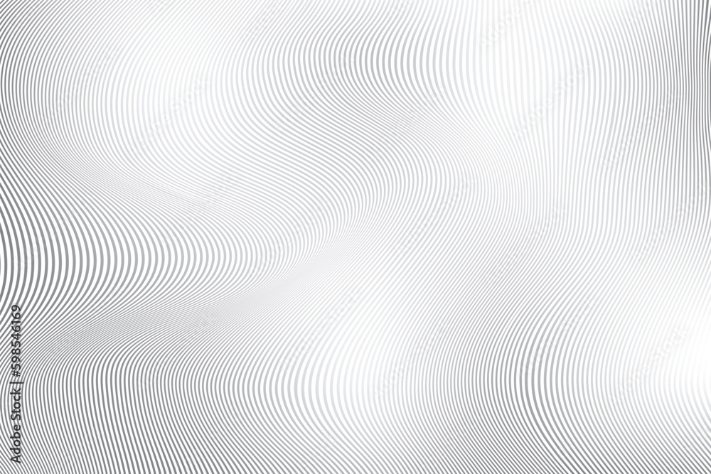 Abstract  white and gray color, modern design stripes background with geometric round shape, wavy pattern. Vector illustration.