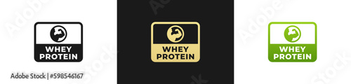 Whey Protein Label or Whey Protein Sign Vector Isolated in Flat Style. Whey protein label vector for product packaging design element. Best whey protein Sign vector isolated.