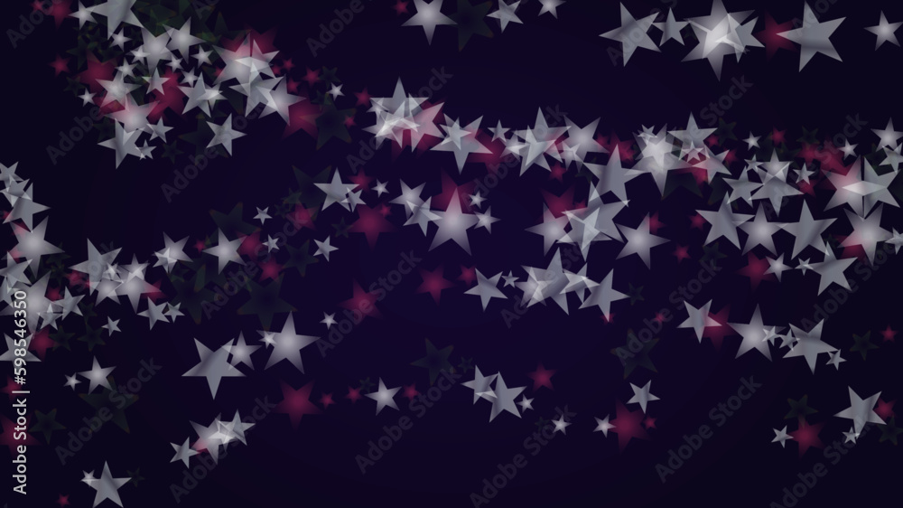 Vector Magical Glowing Background with Silver and Purple Falling Stars on Black. Christmass and New Year Poster. Glittery Confetti Frame. Sparkle Star Night Banner Design. Vector Magical Glowing Background with Silver and Purple Falling Stars on Black. Christmass and New Year Poster. Glittery Confetti Frame. Sparkle Star Night Banner Design.