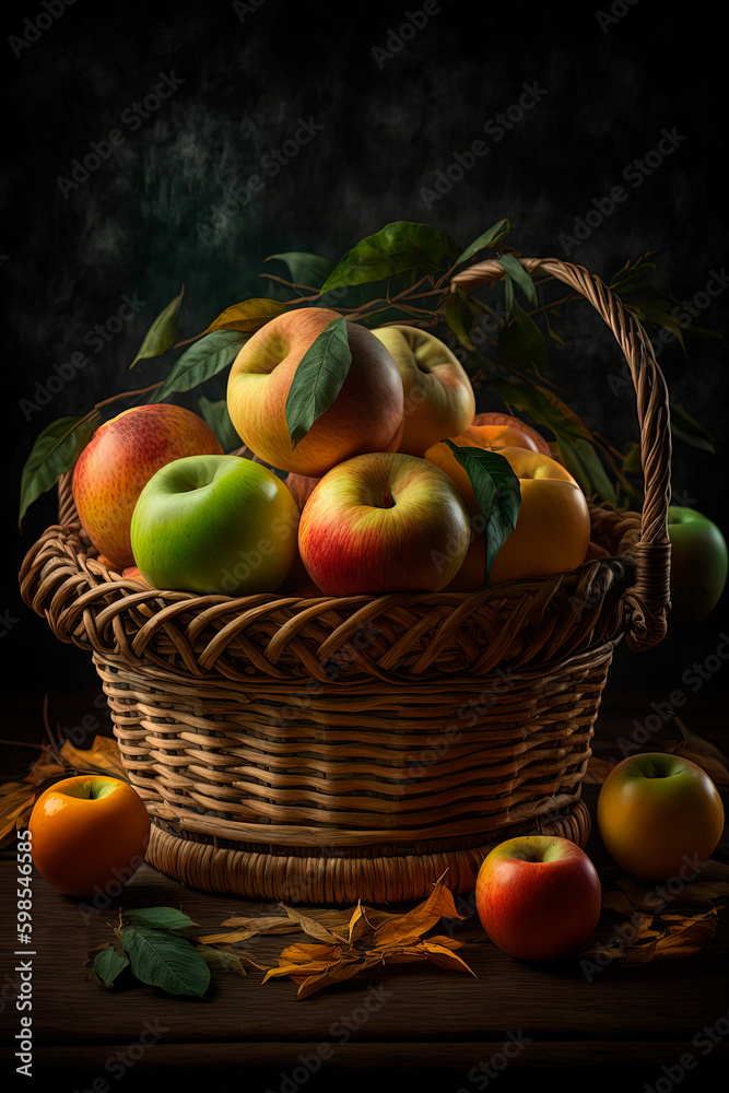 A basket full of apples. Generative AI