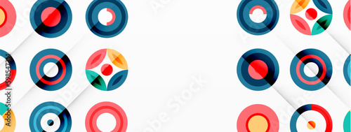 Colorful circles in a grid composition abstract background. Design for wallpaper, banner, background, landing page, wall art, invitation, prints, posters