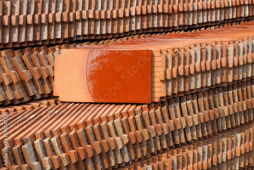 Old clay temple roof photo