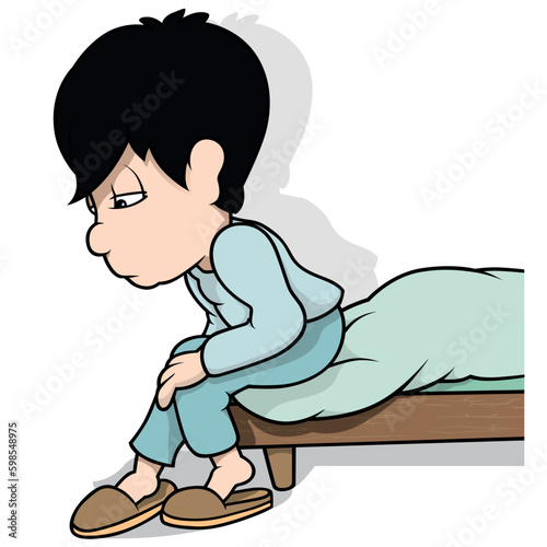 Black-haired Tired Boy in B...