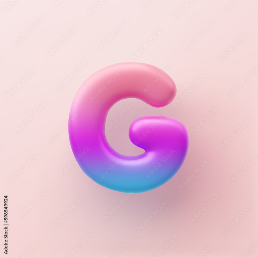 3D Colorful Gradient letter G on a light background 3D Colorful Gradient letter G on a light background