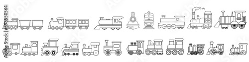 Children train icon Vector set. public transport illustration sign collection. railroad symbol. 