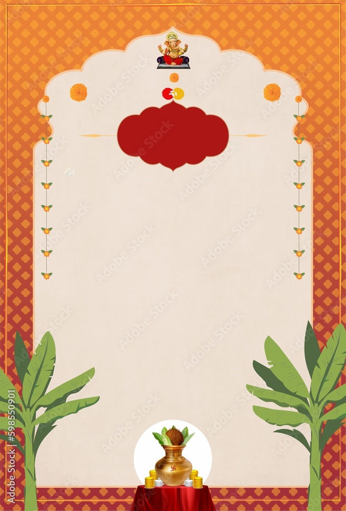 An Invitation card template useful for auspicious Indian days, such as