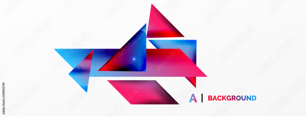 Dynamic 3d geometric abstract background. Triangles and other simple forms composition. Vector Illustration For Wallpaper, Banner, Background, Card, Book Illustration, landing page