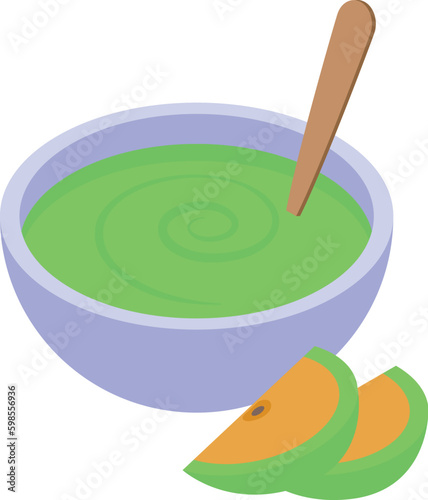 Baby fruit soup icon isometric vector. Care child. Sleep service