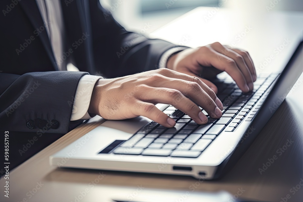 Close up of man typing something using computer while working in the office Close up of man typing something using computer while working in the office
