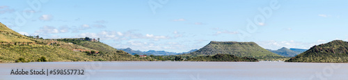 Panorama of Gariep Dam from dam wall to the north