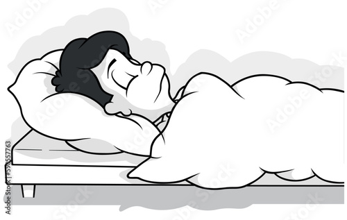 Drawing of a Sick Boy Lying...