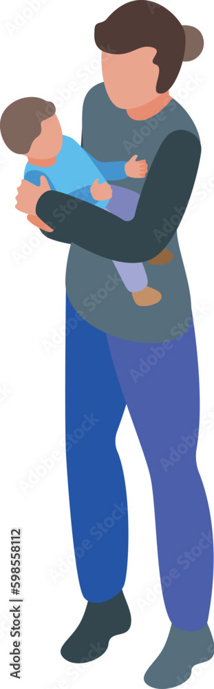 Night babysitting icon isometric vector. Child care. Sleep bed Night babysitting icon isometric vector. Child care. Sleep bed