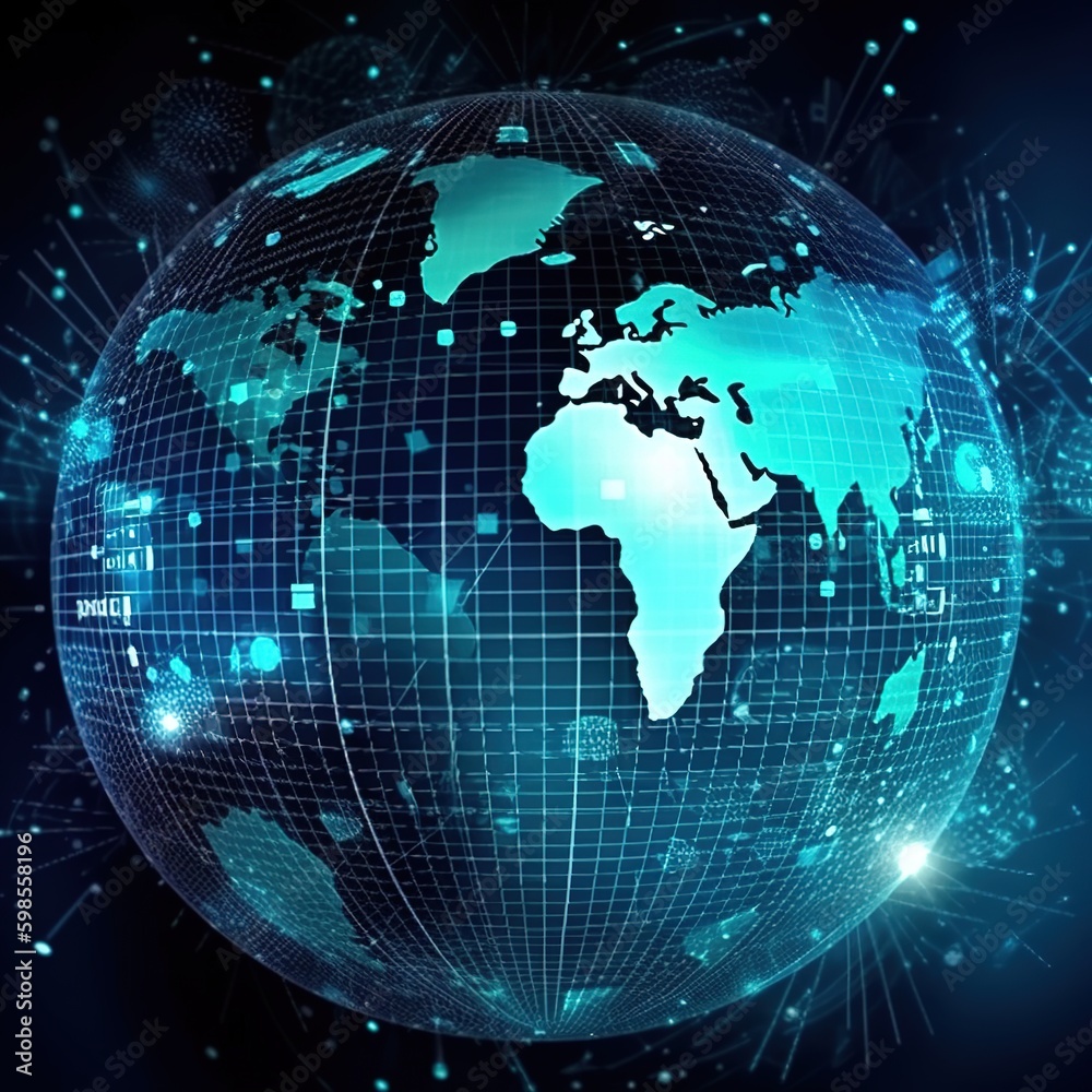 Connection lines around the Earth's surface, futuristic technology background with circles and lines. idea of social media, the internet, travel, or logistics. generative AI Connection lines around the Earth's surface, futuristic technology background with circles and lines. idea of social media, the internet, travel, or logistics. generative AI