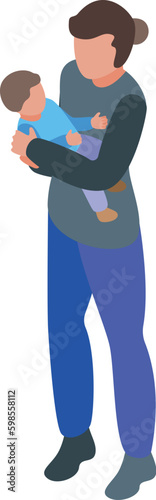Night babysitting icon isometric vector. Child care. Sleep bed