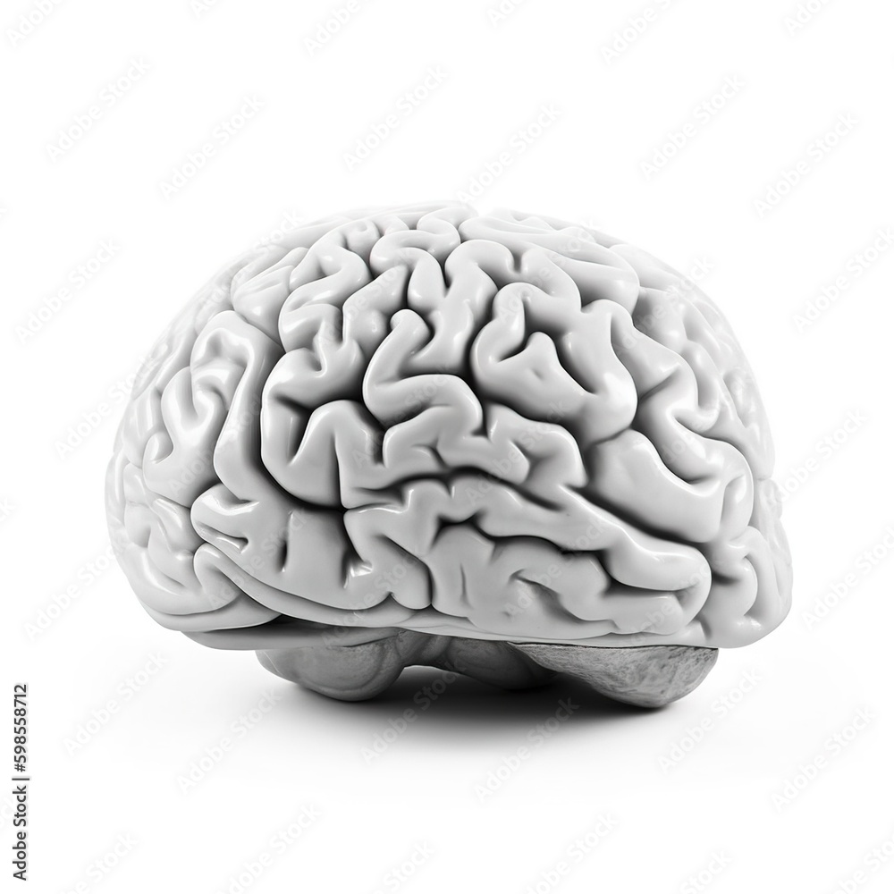 brain isolated on white background. health care concept. generative AI brain isolated on white background. health care concept. generative AI