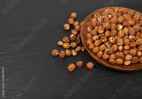 Nut Kernels, Hazelnuts Pile on Plate, Healthy Organic Nuts Group, Nut Kernels