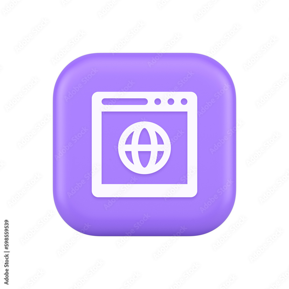 Browser website internet searching online connection button web page information 3d icon Browser website internet searching online connection button web page information 3d icon