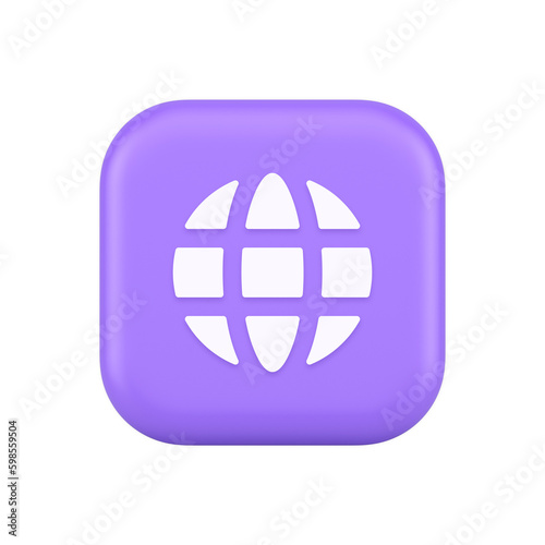 Internet connection global web communication button planet globalization technology 3d icon