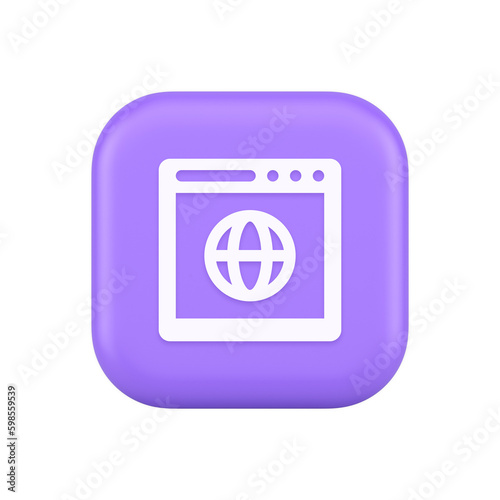 Browser website internet searching online connection button web page information 3d icon