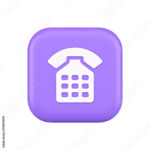 Phone call contact communication web button helpline hotline 3d realistic icon