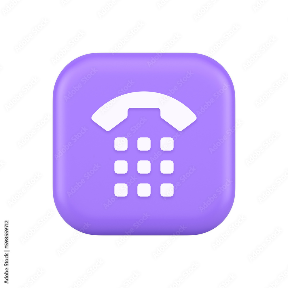 Phone call button application handset mobile contact communication 3d realistic icon