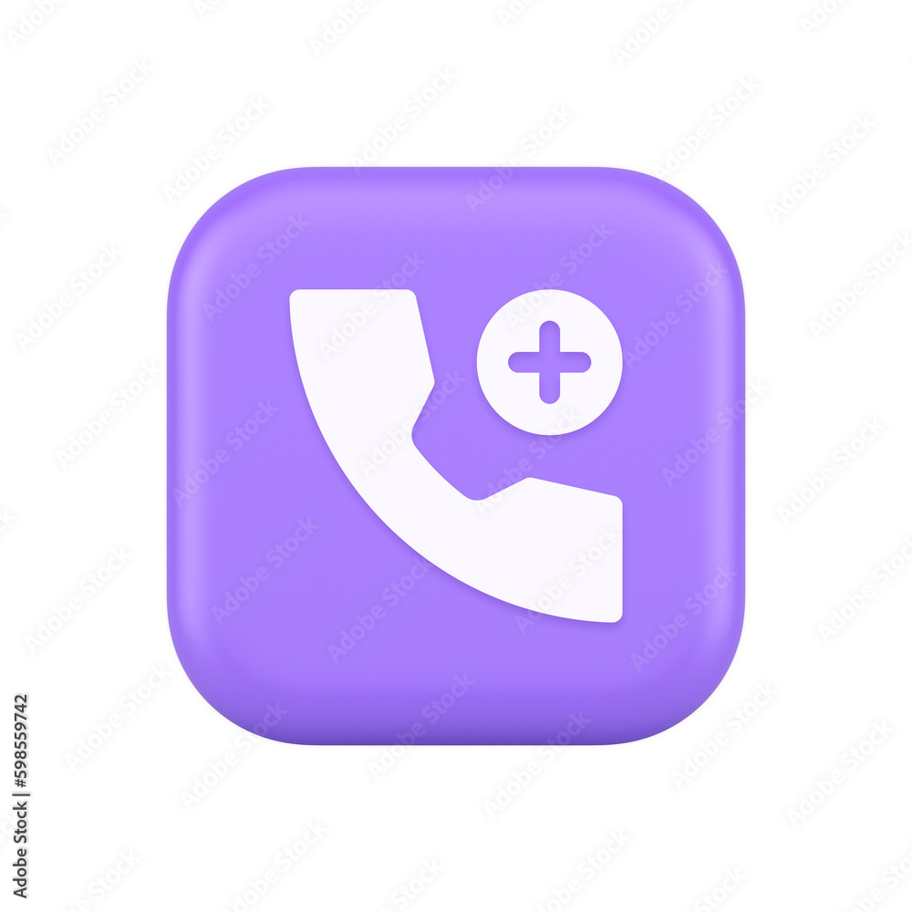 Phone call add contact communication button voice conversation web interface app 3d icon Phone call add contact communication button voice conversation web interface app 3d icon