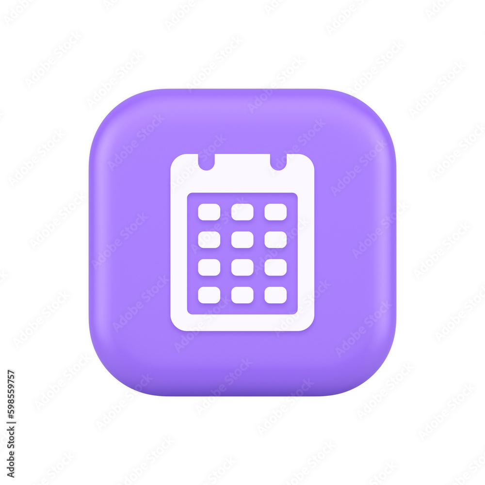 Calendar web app button design agenda meeting deadline time management 3d realistic icon Calendar web app button design agenda meeting deadline time management 3d realistic icon