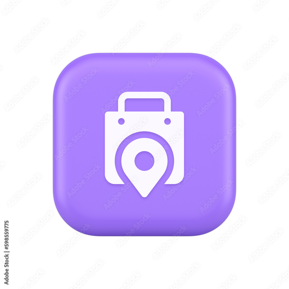Shop location map pin with shopping bag button web app design realistic icon Shop location map pin with shopping bag button web app design realistic icon