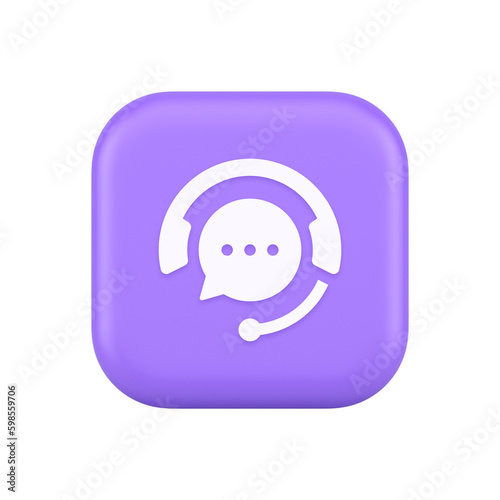 Customer support live chat service button information messaging consulting 3d icon