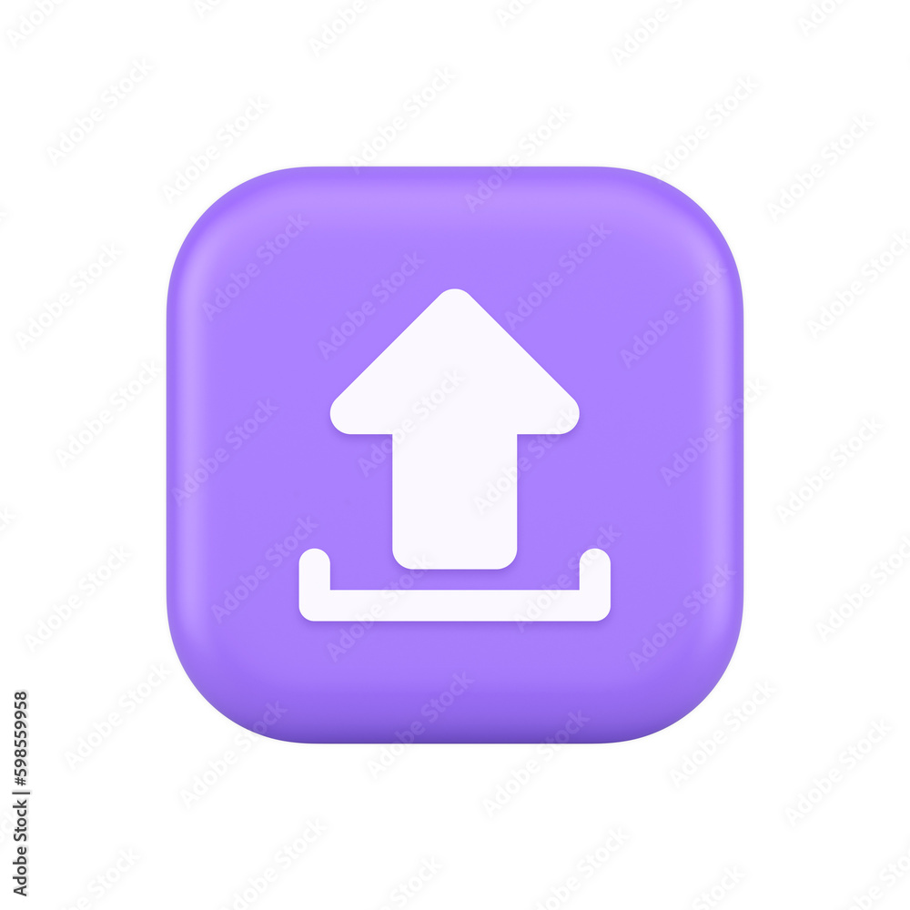 Upload up arrow button document multimedia file exchange cyberspace storage 3d icon