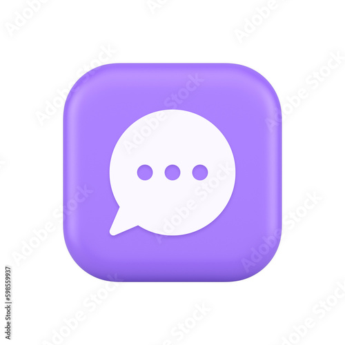 Think bubble chat button online dialogue social network communication 3d realistic icon