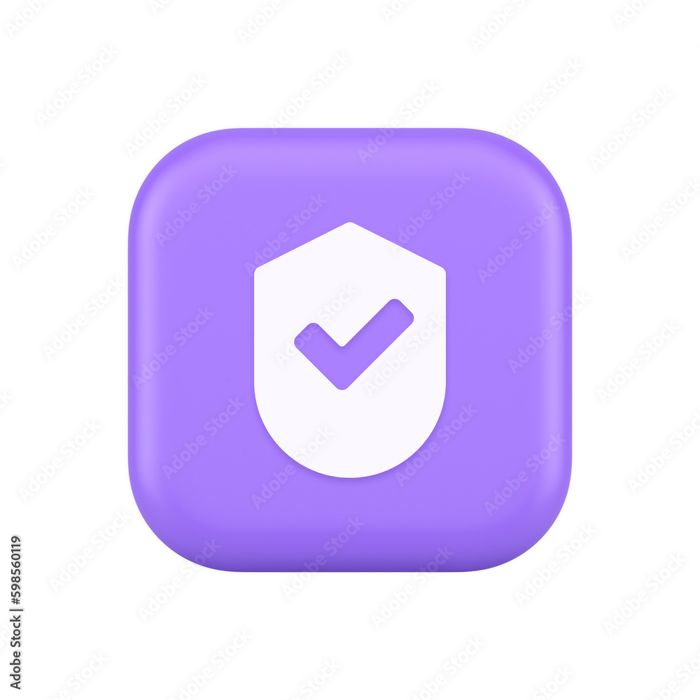 Done checkmark shield button success protection approved password web app 3d realistic icon Done checkmark shield button success protection approved password web app 3d realistic icon