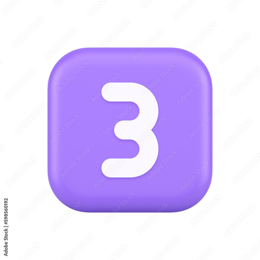 Three number button internet communication texting message character 3d realistic icon Three number button internet communication texting message character 3d realistic icon