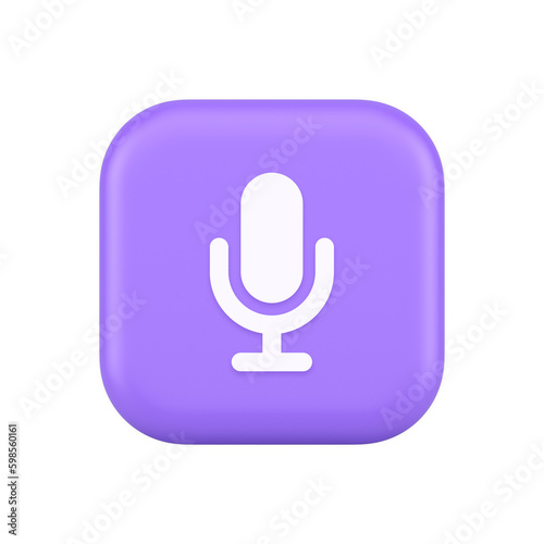 Microphone voice sound recording broadcasting button web app media communication 3d icon