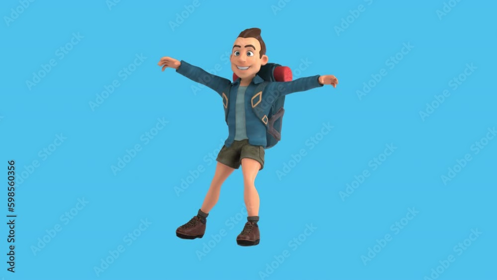 Fun 3D cartoon backpacker dancing (with alpha channel) Fun 3D cartoon backpacker dancing (with alpha channel)