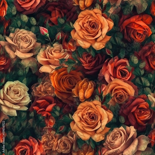 Vintage floral pattern with in beautiful romantic colors ideal for backgrounds  generative ai