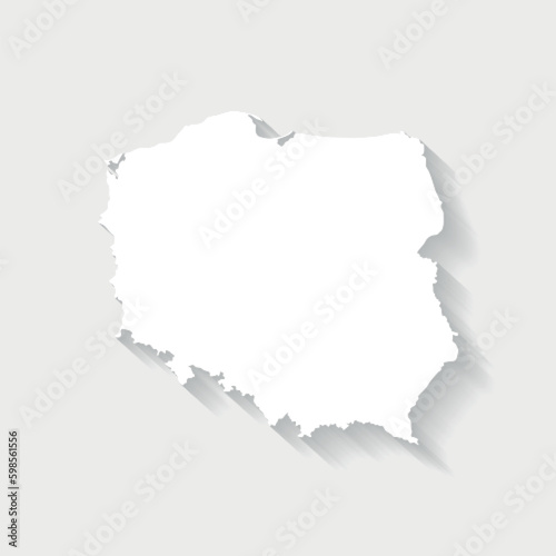 Simple white Poland map on gray background, vector, illustration, eps 10 file